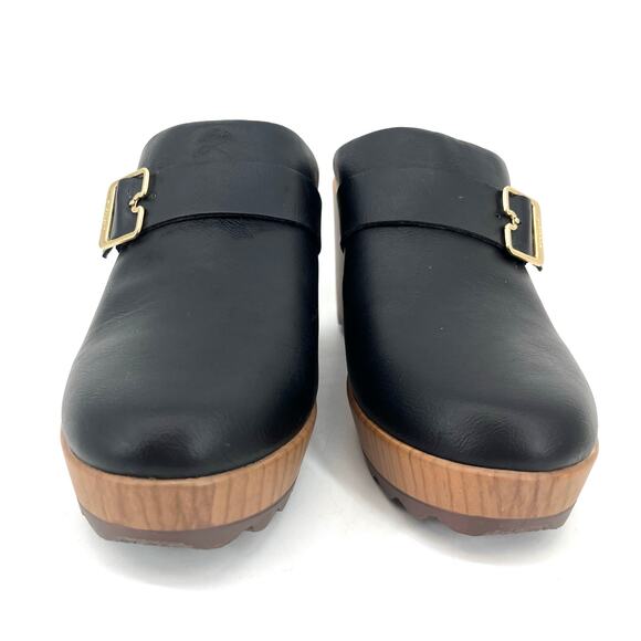 Dr Scholl's Women's 8.5 Faux Leather Vegan Block Heeled Wake Up Clogs Mules - Picture 2 of 8